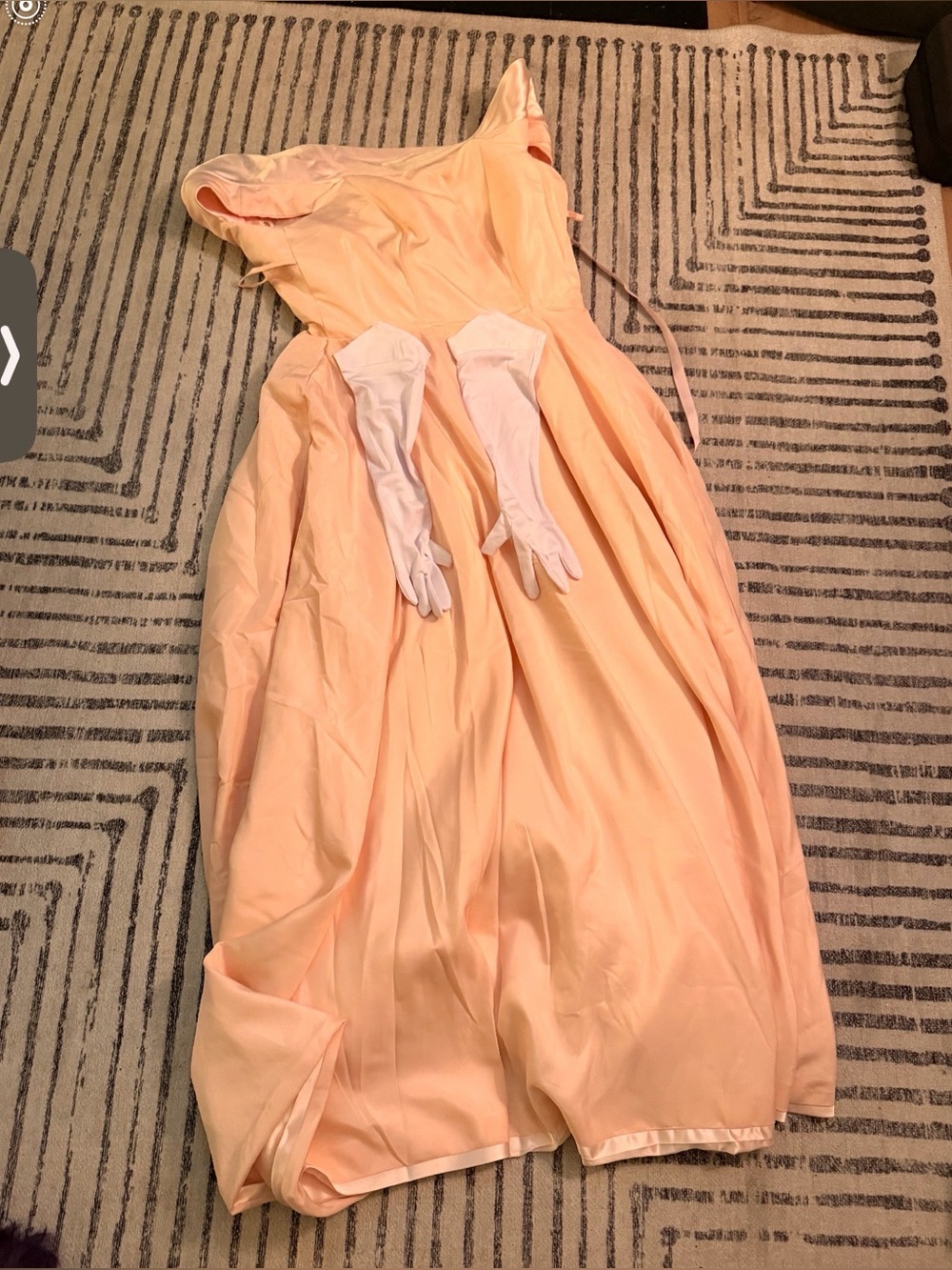 Girls Peach Party Dress with White Gloves
